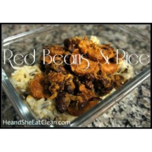 red beans and rice in a glass bowl