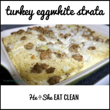 turkey eggwhite strata in a white pan