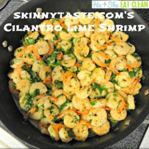 pan of cilantro lime shrimp