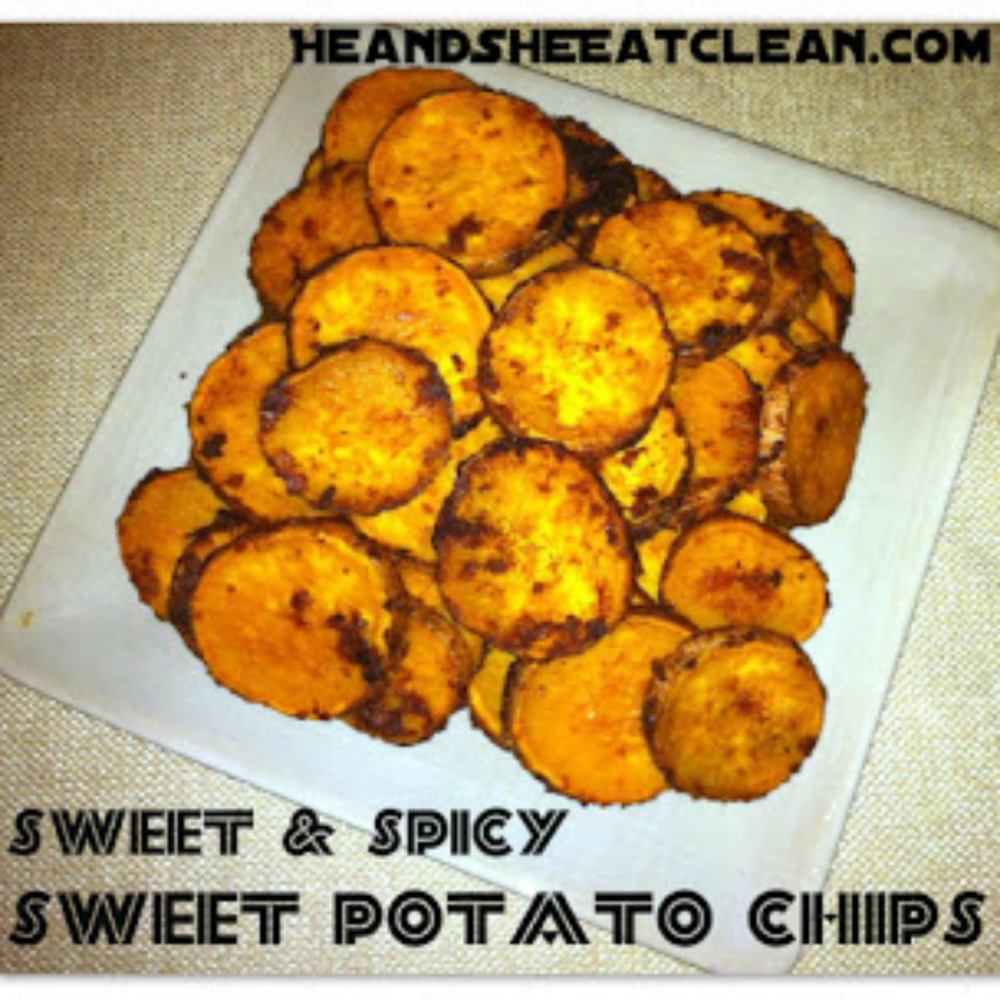 sweet potato chips on a tan plate
