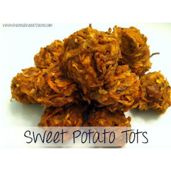 sweet potato tots on a white plate