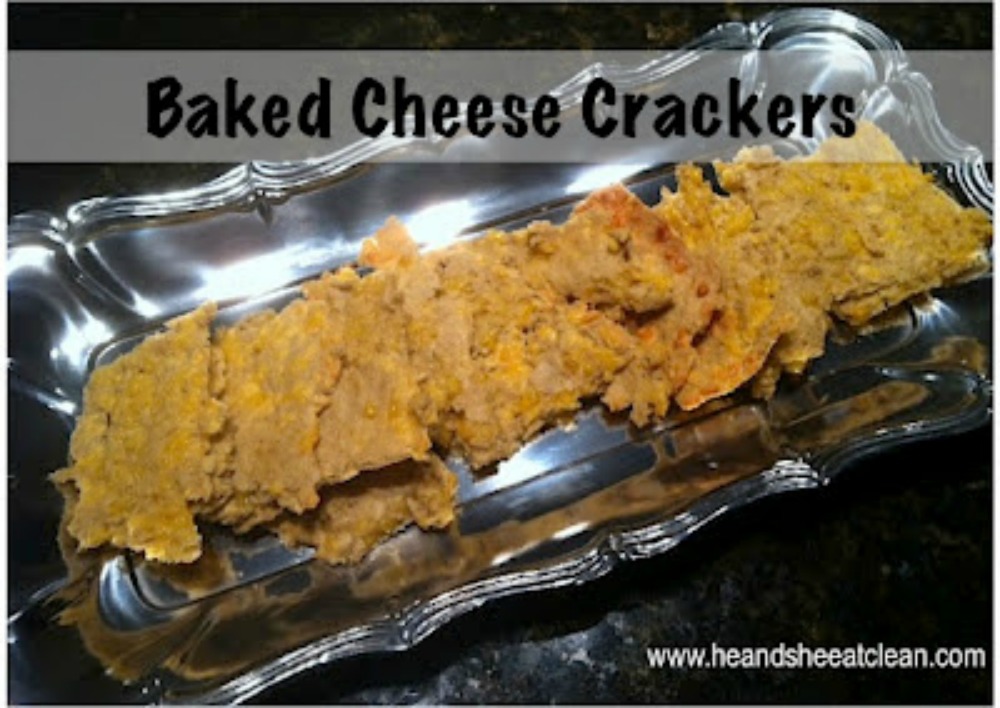 silver tray with baked cheese crackers