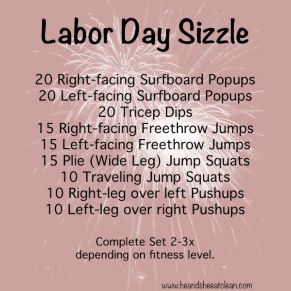 labor day sizzle workout with pink background