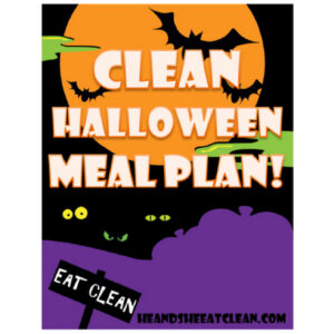 Halloween clip art with text that reads Clean Halloween Meal Plan