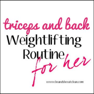 text reads triceps and back weightlifting routine for her
