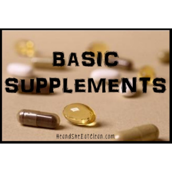 pills on a beige mat with text that reads basic supplements