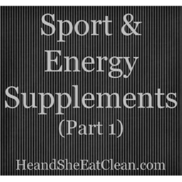 gray text that reads sport & energy supplements with a black background