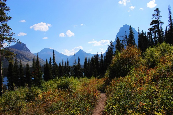 Trail with mountains in the background on Pitamakin-Dawson Loop Glacier National Park, Montana