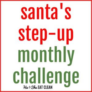 text reads santa's step-up monthly challenge