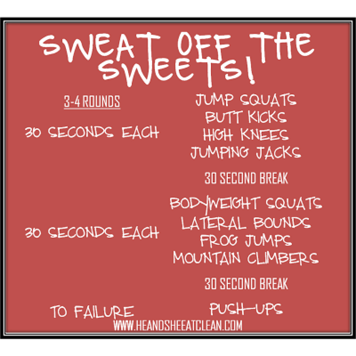Sweat off the sweets workout