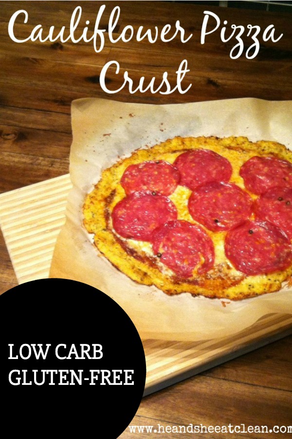 Low-Carb Cauliflower Pizza Crust on a wooden table