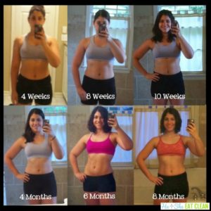 female transformation before and after that reads losing the baby weight square image