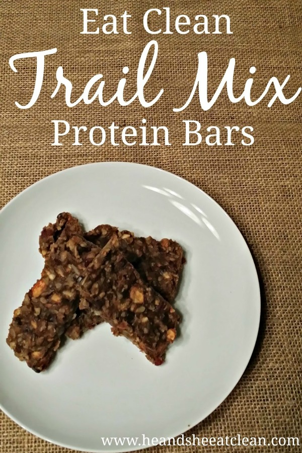 trail mix protein bars on a white plate