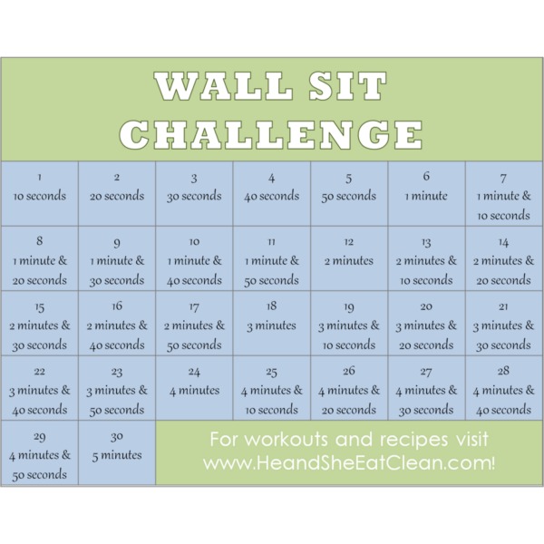 wall sit challenge calendar