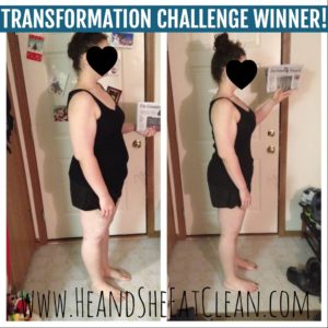 before & after side photo of female weight loss