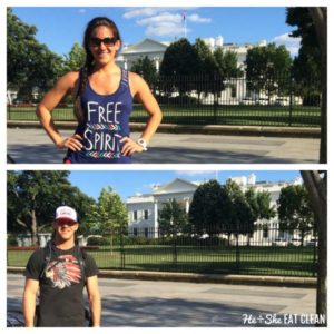 male and female standing in front of the white house