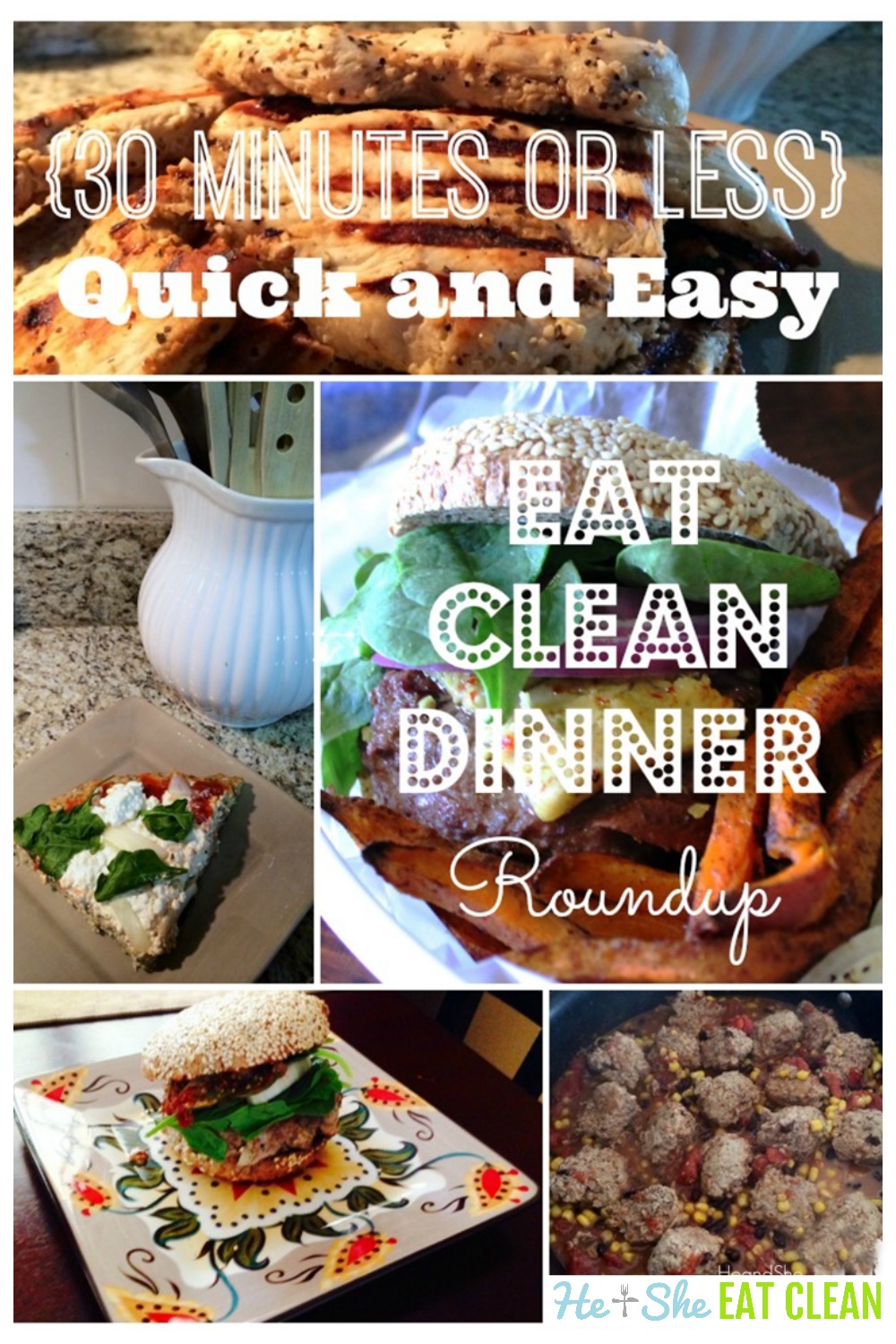collage of recipe photos for clean eating dinner