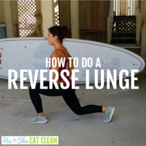 female doing a reverse lunge with text that reads how to do a reverse lunge