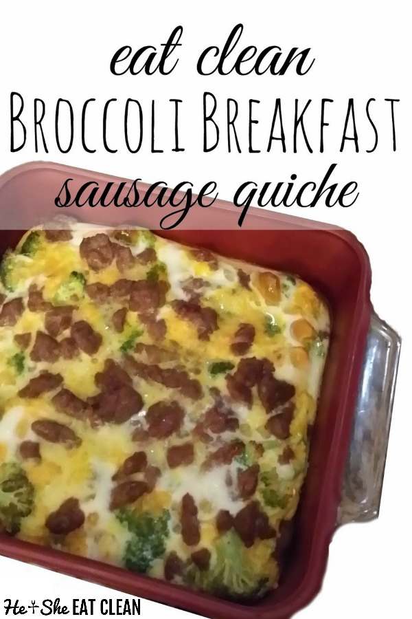 broccoli breakfast sausage quiche in a red pan