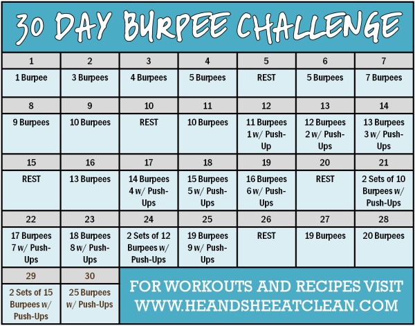 30 day burpee challenge calendar