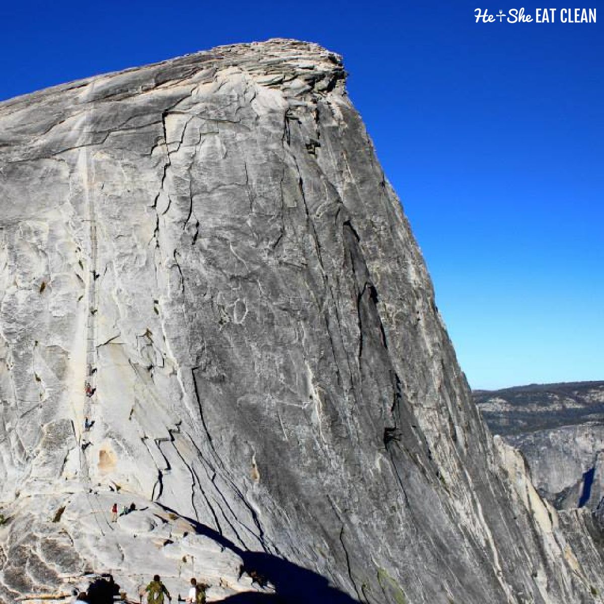 Half Dome in Yosemite National Park with blue sky in the background