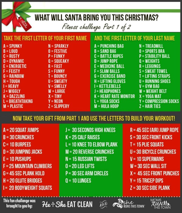 text reads build your own workout - holiday edition with workout listed