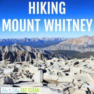 view from the top of Mount Whitney with text that reads Hiking Mount Whitney
