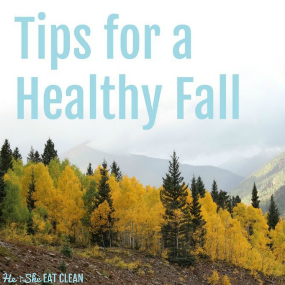 yellow and green trees in fall with text that reads tips for a healthy fall