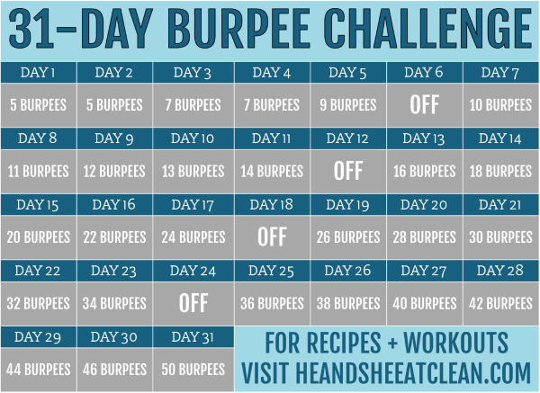 31 day burpee challenge calendar