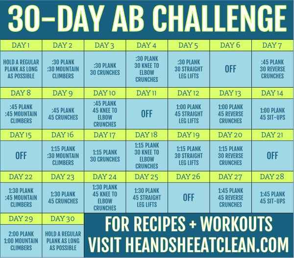 30 day ab challenge calendar
