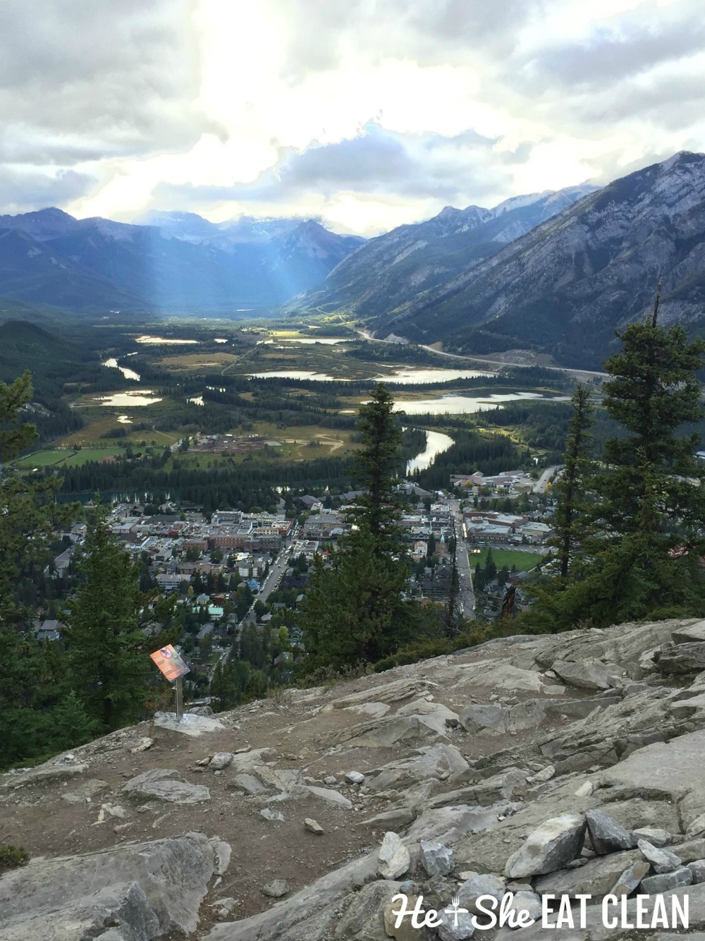 view of city (Banff) from above on Tunnel Mountain