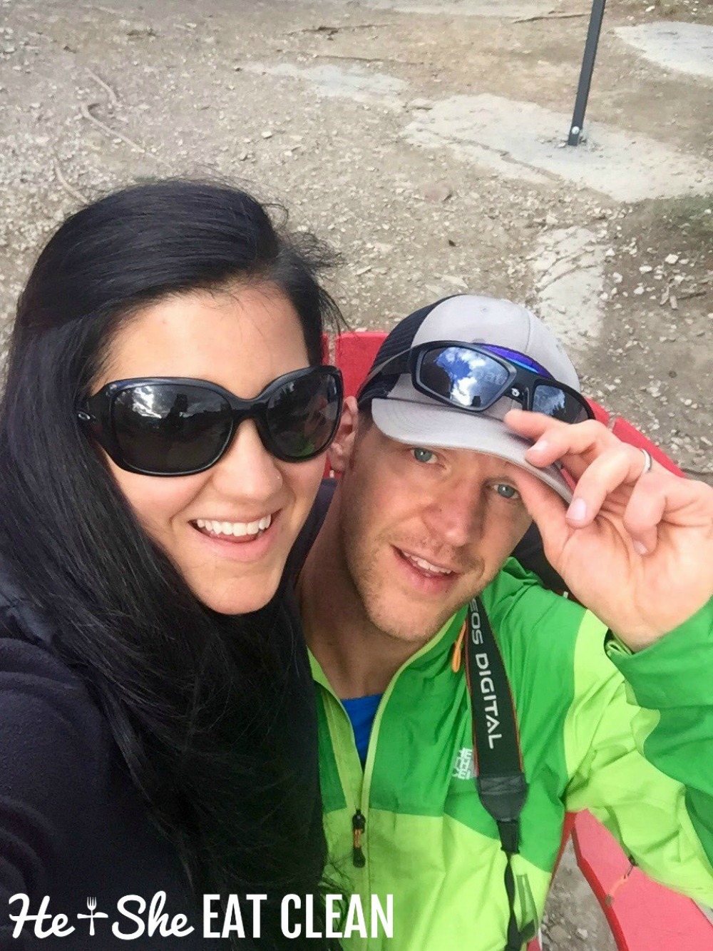 male and female taking a selfie on Tunnel Mountain in Banff National Park