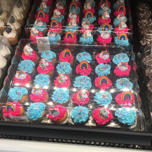 blue and pink Unicorn cupcakes from Sam's Club