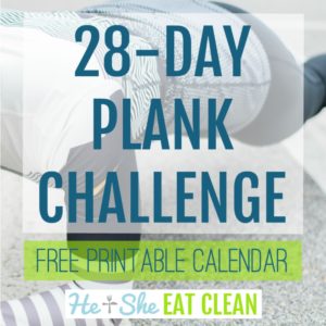 female doing a plank with text that reads 28-day plank challenge square image