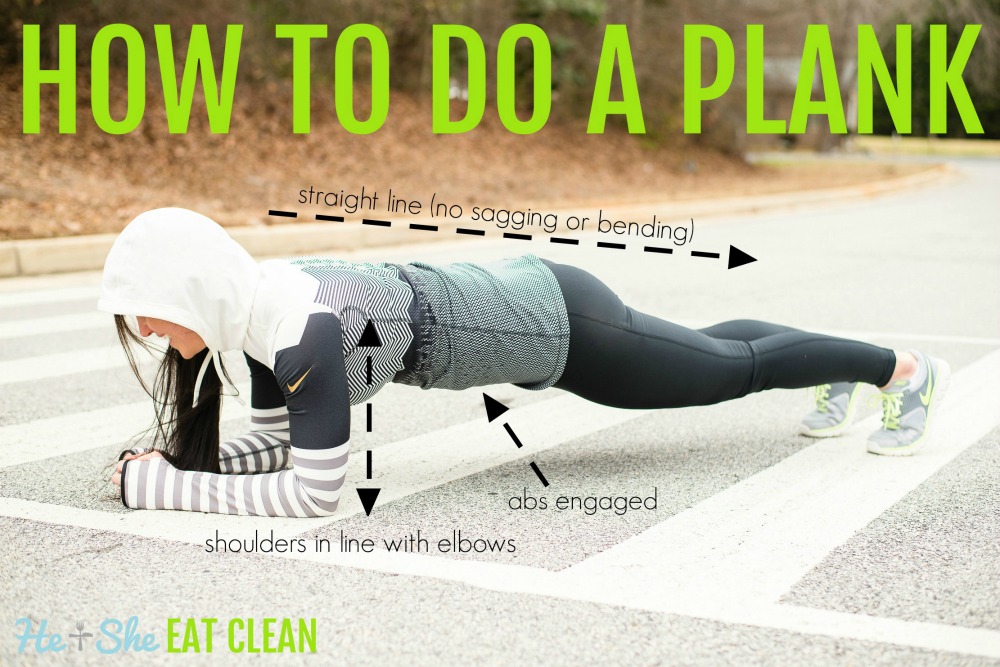 female in a plank position text reads how to do a plank