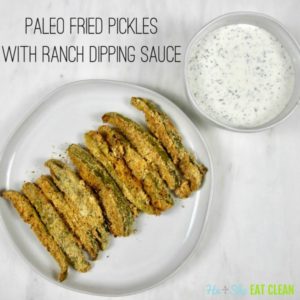 paleo fried pickles low carb with ranch dipping sauce