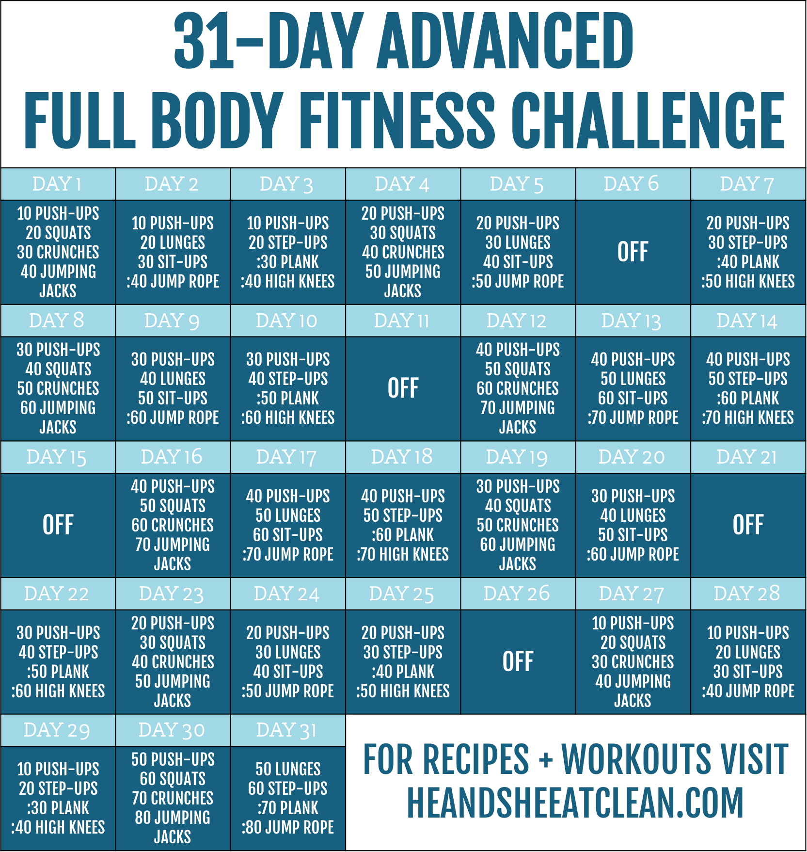 31-Day Advanced Full Body Fitness Challenge