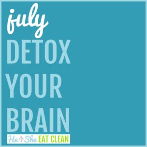 text reads July Detox Your Brain Challenge