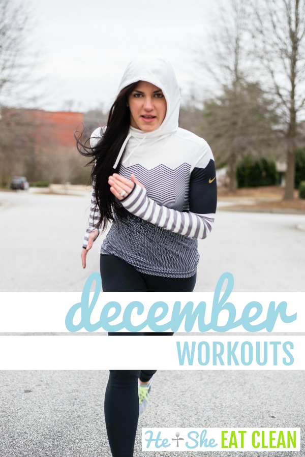 woman running with text that reads december workouts