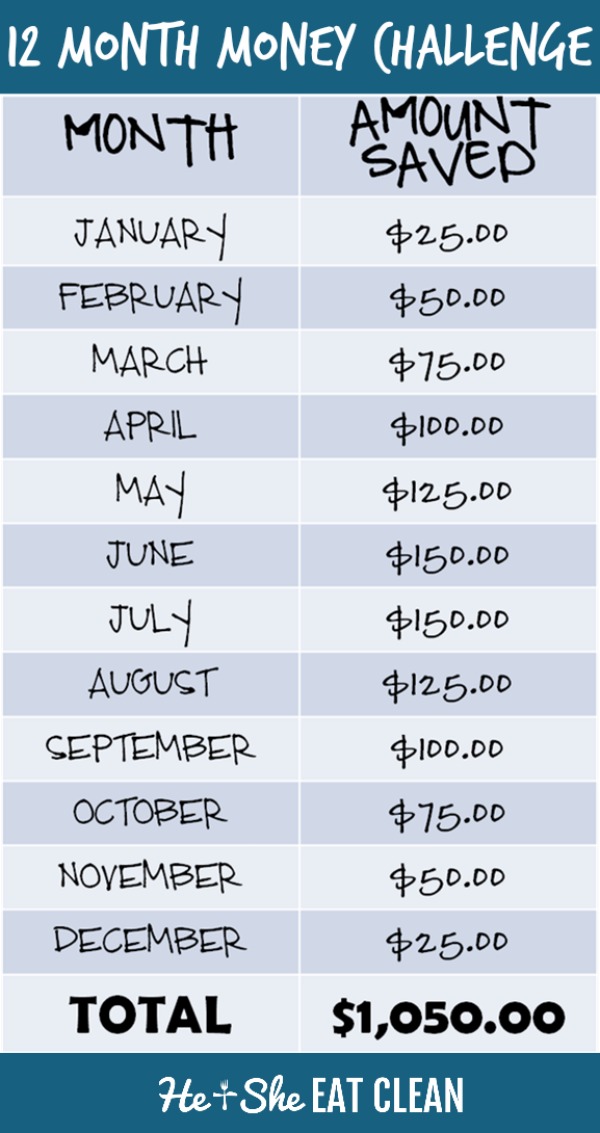 12 month money savings challenge