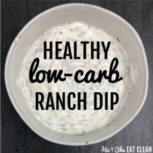 ranch dip in a white bowl on gray slate