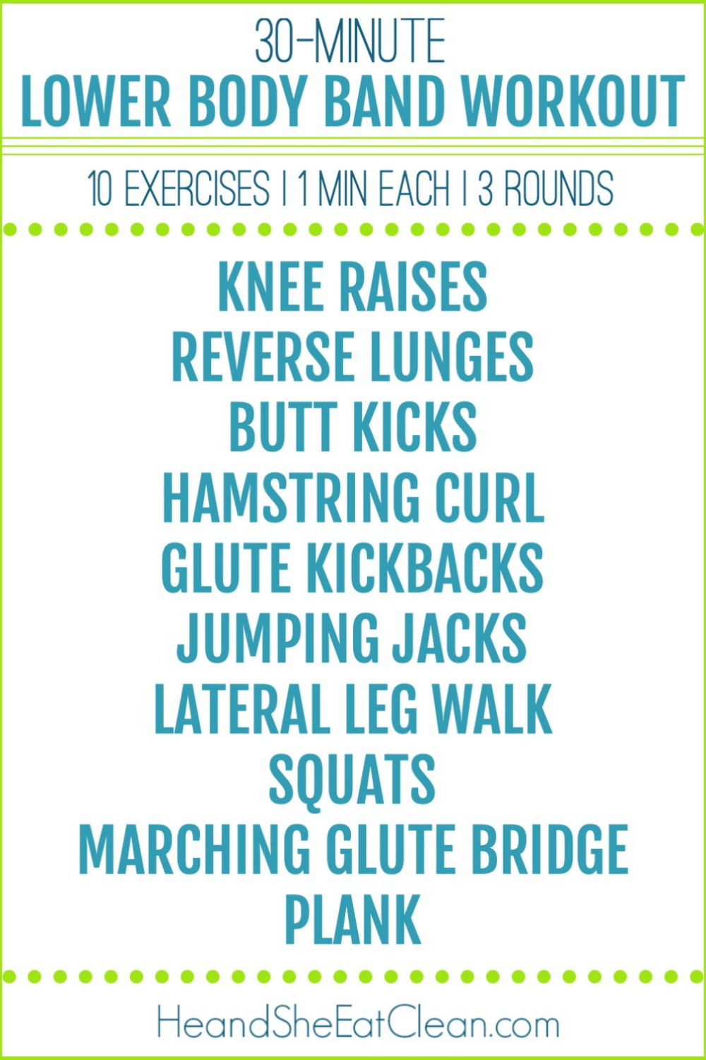 30-minute lower body band workout with workout listed